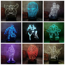 Load image into Gallery viewer, Cool Marvel Super Hero Spider iron Man Hulk Deadpool Lamp