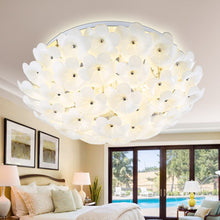 Load image into Gallery viewer, Crystal LED Ceiling Lights country style white flowers glass suspended lamps bedroom