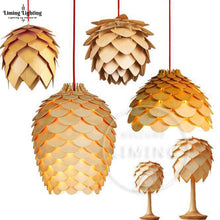Load image into Gallery viewer, Nordic Modern OAK Wooden Pine Cone led Pendant Lights