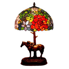 Load image into Gallery viewer, Stained Glass Flower Resin Horse Luxury Bedroom Table Lamps