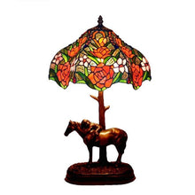Load image into Gallery viewer, Stained Glass Flower Resin Horse Luxury Bedroom Table Lamps