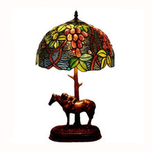 Load image into Gallery viewer, Stained Glass Flower Resin Horse Luxury Bedroom Table Lamps
